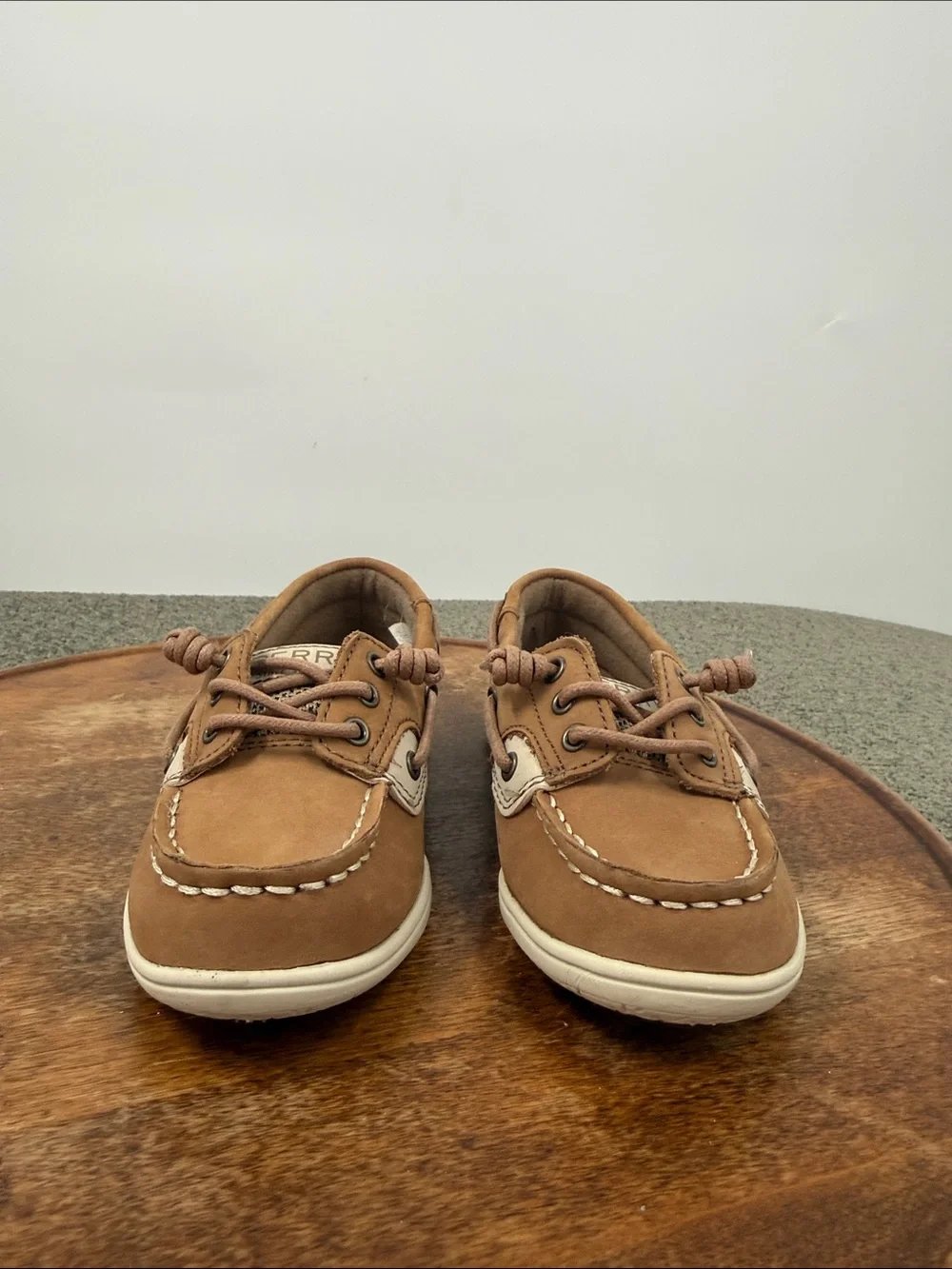 Sperry Shoes Kids 12.5 M Shoresider 3 Eye Tan Leather Boat Moccasin Girls Boys